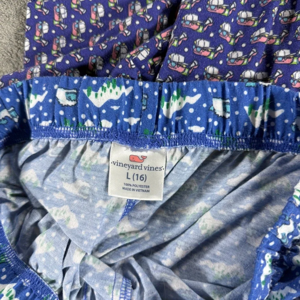 Vineyard Vines Pajama Pants Large 16 Blue Purple Good Whale Print Bundle